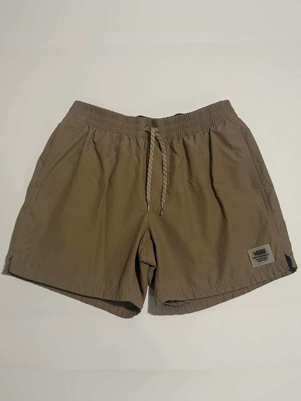 Vans Mens Medium Tan Khaki Elastic Waist Athletic Board Shorts